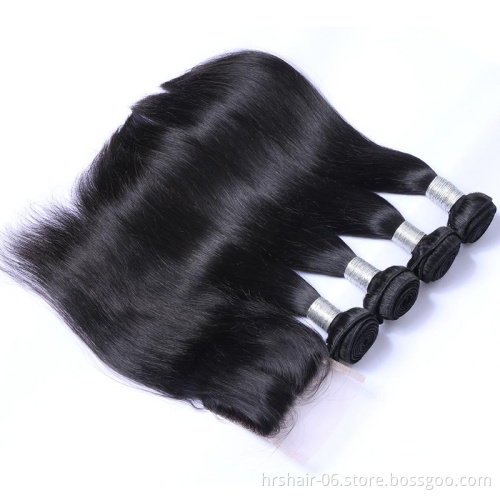 Straight Brazilian Hair Bundle With Closure,Virgin Human Hair Bundles With Closure, Human Hair Weave Bundle With Closure